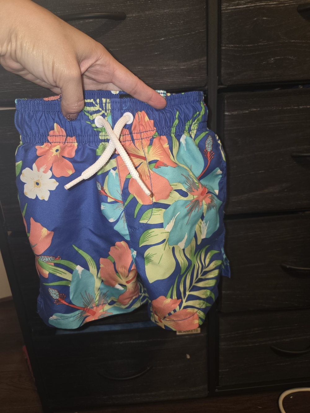 Place Sport Kids Blue Tropical Floral Swim Shorts 2T